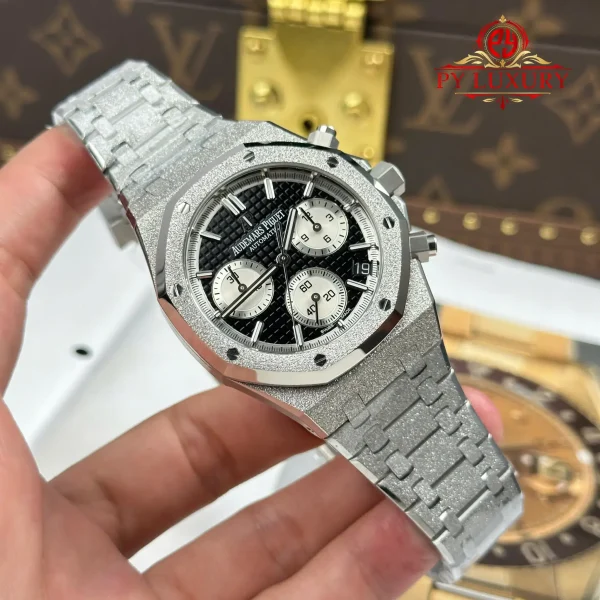 Replica Audemars Piguet Royal Oak Chronograph 26239BC Frosted White Gold Quadrante Nero Super Clone APSF 41mm Orologio - immagine 10