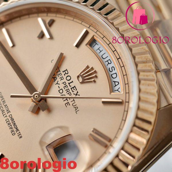 Rolex Day-Date 228235 Quadrante Rosa Romano 18K Gold Wrapped Miglior Replica V3 GMF 40mm Orologio - immagine 5