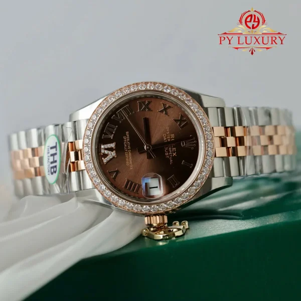Rolex Datejust 278381RBR-0006 Due Tono Quadrante Cioccolato Ghiera con Diamanti Jubilee Miglior Replica THB 31mm Orologio - immagine 7