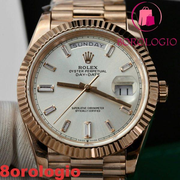 Replica Rolex Day-Date 228235 Sundust con Quadrante Baguette Diamante 18K Oro Rosa V3 GMF 40mm Migliore Orologio - immagine 6