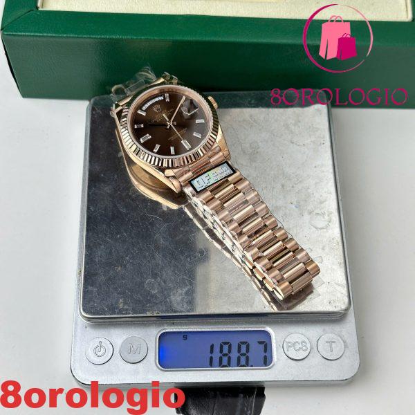 Rolex Day-Date 228235-0003 Quadrante Cioccolato con Diamanti Oro Rosa 186g Migliore Replica Q Factory 40mm Orologio - immagine 7
