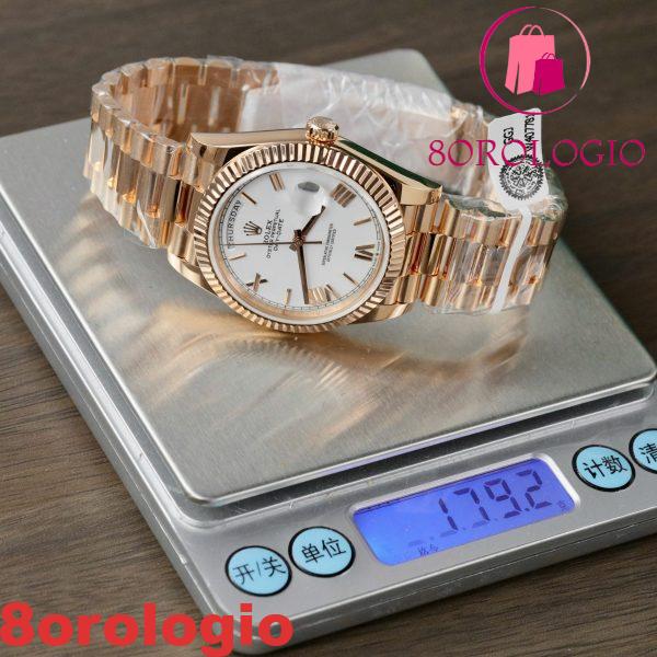 Rolex Day-Date 228235-0032 Quadrante Bianco con Indici Romani 18K Oro Rosa Rivestito Miglior Replica V3 GMF 40mm Orologio - immagine 6