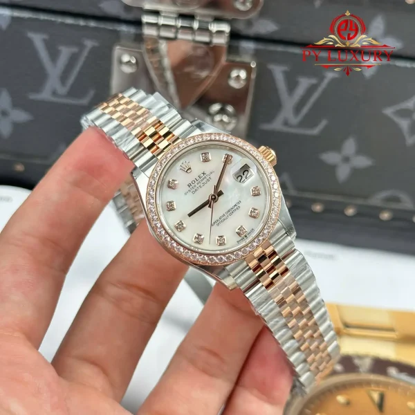 Rolex Datejust 278381RBR-0026 Bicolore Oro Rosa Quadrante Madreperla Diamanti Lunetta Diamanti Bracciale Jubilee Replica 1:1 THBF 31mm Orologio - immagine 8