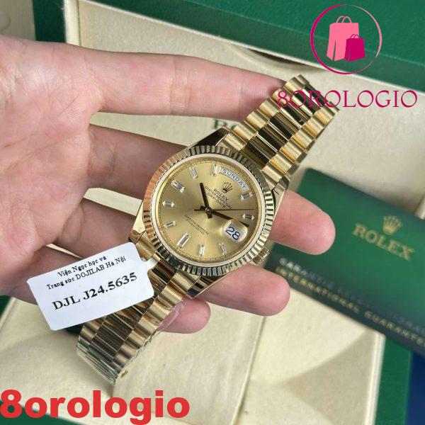 Rolex Day-Date 228238 18K Oro Giallo Replica Quadrante Champagne con Diamanti 177g GMF V3 Super Clone 40mm Orologio - immagine 7