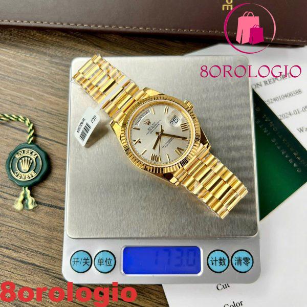 Rolex Day-Date 228238-0002 Quadrante Argento con Indici Romani Placcato in Oro 18K Miglior Replica V3 GMF 40mm Orologio - immagine 6