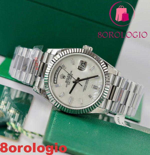Rolex Day-Date 228239 Quadrante MOP Baguette Moissanite Indici GMF V3 Migliore Replica 40mm Orologio - immagine 7