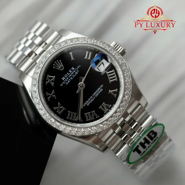 Replica migliore Rolex Datejust 278384RBR Quadrante Nero Romano Lunetta con Diamanti Bracciale Jubilee THB 31mm Orologio - immagine 6
