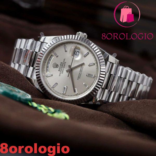 Rolex Day-Date 228239 Quadrante Baguette Argento 177g Migliore Replica V3 GMF 40mm Orologio - immagine 9