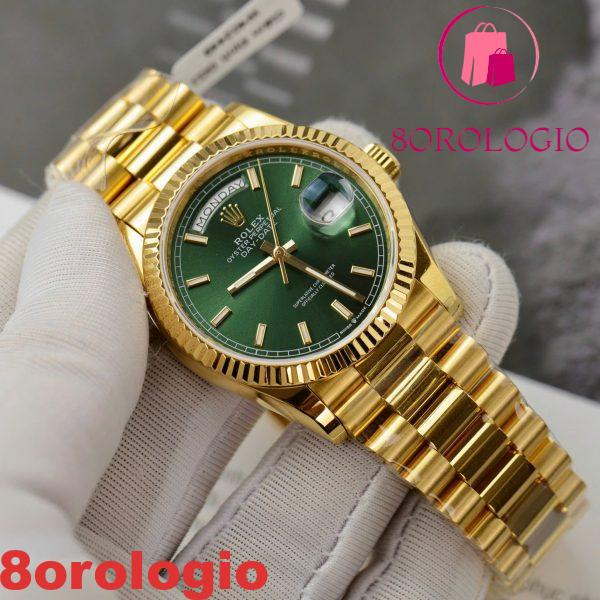 Replica Rolex Day-Date 36 mm Quadrante Verde Luminoso in Oro Giallo 18K  Orologio - immagine 8