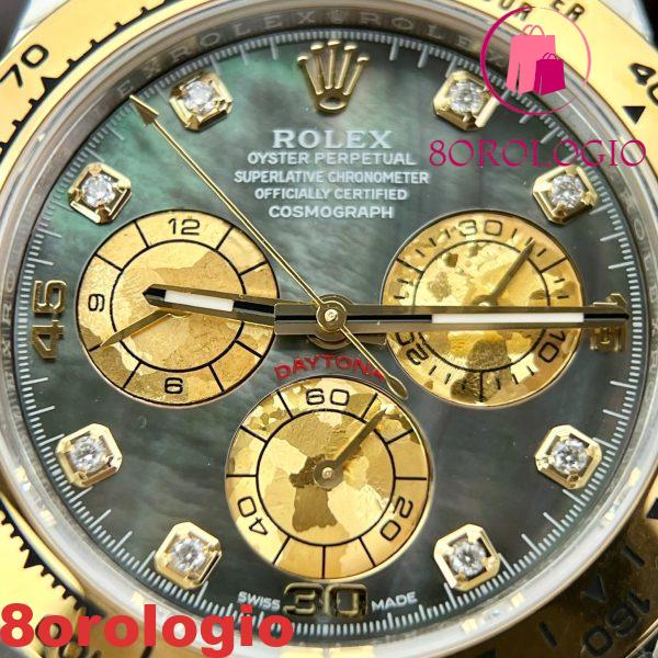 Rolex Daytona 116503 Due Toni Oro Giallo Quadrante Nero MOP Bracciale Oyster Replica 1:1 40mm Orologio - immagine 6