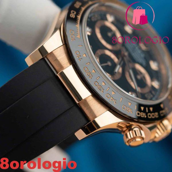 Rolex Daytona 116515LN in oro rosa massiccio 18K con quadrante nero con diamanti cinturino in gomma Oysterflex 40mm replica Orologio - immagine 10
