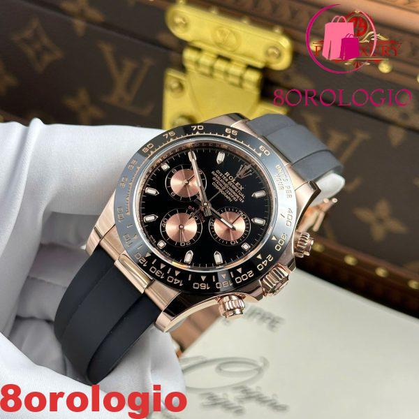 Rolex Daytona 116515LN Quadrante Nero Oro Rosa 18K Wrapped Oysterflex 1:1 Migliore Replica 40mm Orologio - immagine 10
