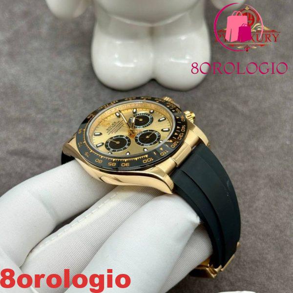 Rolex Daytona 116518 Pikachu replica in oro massiccio 18K con cinturino in gomma Oysterflex 40mm Orologio - immagine 5