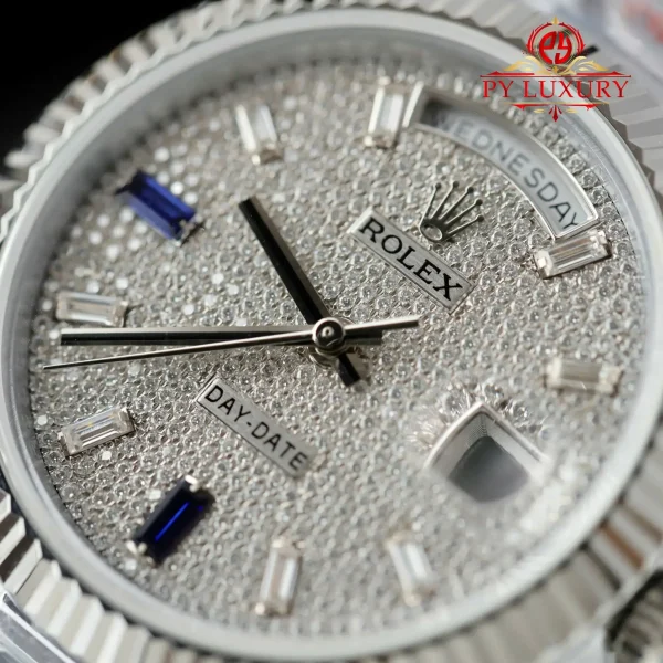 Rolex Day-Date 228236-0009 Quadrante in Moissanite Personalizzato 1:1 Migliore Replica QF 40mm Orologio - immagine 7