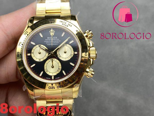 Rolex Daytona 126508-0002 Oro Giallo Quadrante Nero e Colore Champagne 180g Replica di Alta Qualità QF 40mm Orologio - immagine 6