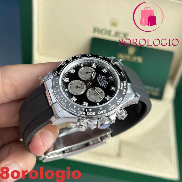 Rolex Daytona 126519LN-0004 Bright Black & Steel Quadrante con Diamanti Oysterflex 142g Replica Super Clone 40mm Orologio - immagine 9