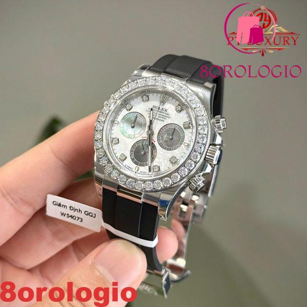 Rolex Daytona 126589RBR-0001 Custom Quadrante in Madreperla Bianca e Nera Ghiera in Moissanite Oysterflex Replica 1:1 Migliore 40mm Orologio - immagine 5