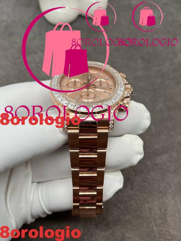 Replica Rolex Daytona 126595TBR-0001 Quadrante Sundust con Diamanti Personalizzato in Oro Rosa Massiccio 18K Diamanti Taglio Baguette 40mm Orologio - immagine 5