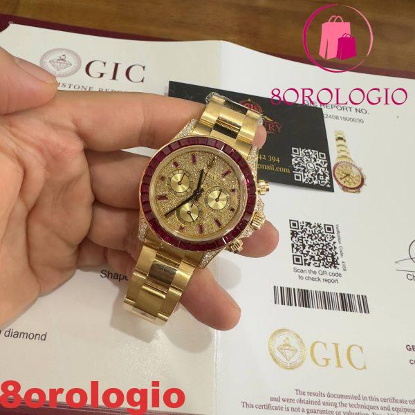 Rolex Daytona 126598TRU Replica Personalizzato 18K Oro Massiccio Rubini Naturali Diamanti Naturali 40mm Orologio - immagine 28