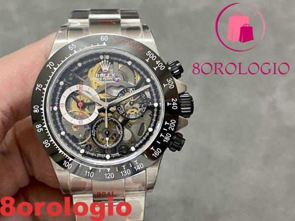 Replica migliore della fabbrica Sonic Rolex Daytona Artisans De Genève quadrante scheletrato lunetta in ceramica nera 40mm Orologio - immagine 5
