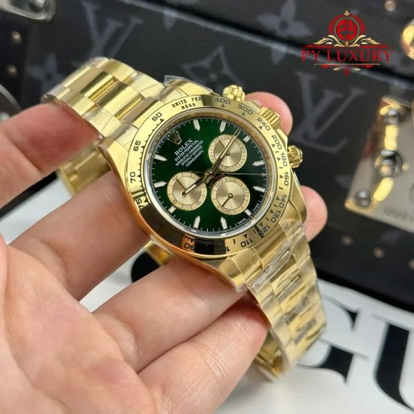 Rolex Daytona 126508 Oro Giallo Quadrante Verde & Oro Replica 1:1 THBF 40mm Orologio - immagine 8
