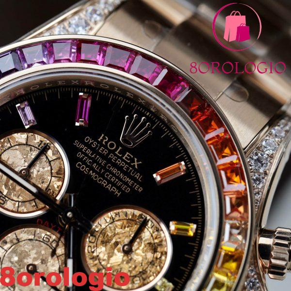 Rolex Daytona Rainbow 116595 Oro Rosa Calibro 4130 Super Replica 40mm Orologio - immagine 8