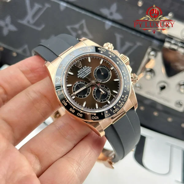 Rolex Daytona 126515LN-0010 Oro Rosa Quadrante Cioccolato e Nero Oysterflex Replica 1:1 THBF 40mm Orologio - immagine 6