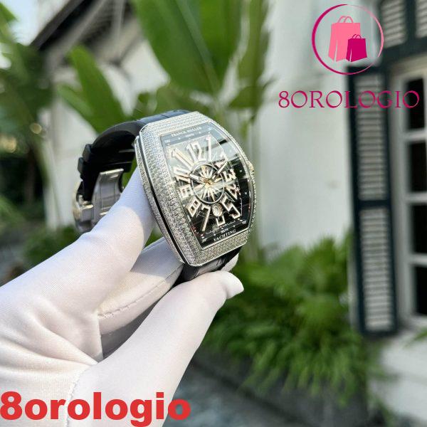 Franck Muller Vanguard V45 Quadrante Nero Diamanti CZ Stones Replica ABF 45mm Orologio - immagine 5