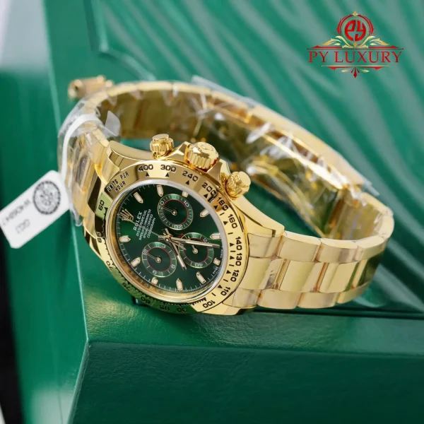 Replica Rolex Daytona John Mayer Quadrante Verde Oro Giallo 18K 1:1 40mm Orologio - immagine 7