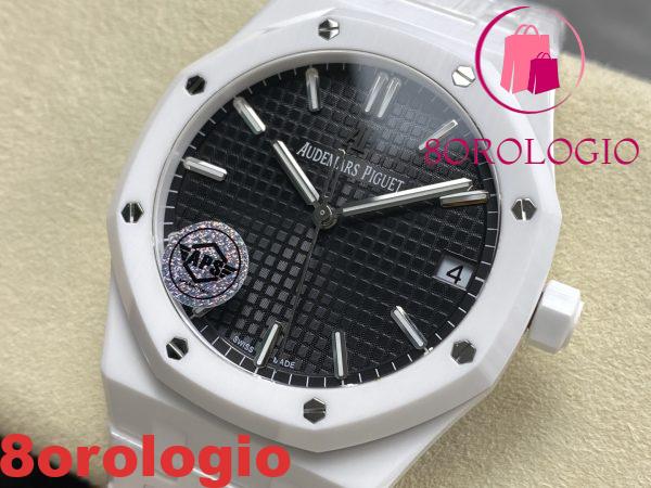 Audemars Piguet Royal Oak 15500 Ceramica Bianca Quadrante Nero Replica 1:1 Super Clone APSF 41mm Orologio - immagine 6