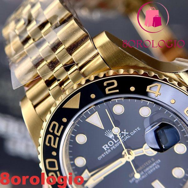 Replica Rolex GMT-Master II 126718GRNR-0001 Oro Giallo Quadrante Nero Jubilee 1:1 Clean Factory 40mm Orologio - immagine 7