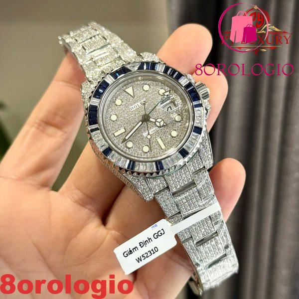 Replica Rolex GMT-Master II Iced Out Moissanite Baguette Zaffiro & Moissanite Lunetta 1:1 Migliore 40mm Orologio - immagine 5