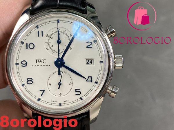 IWC Portugieser Chronograph Classic IW390302 Quadrante Bianco Cinturino in Pelle Replica Migliore APSF 42mm Orologio - immagine 5