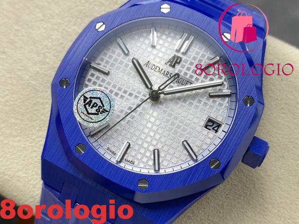 Audemars Piguet Royal Oak 15500 Quadrante Bianco Ceramica Blu 1:1 Migliore Replica 41mm Orologio - immagine 8