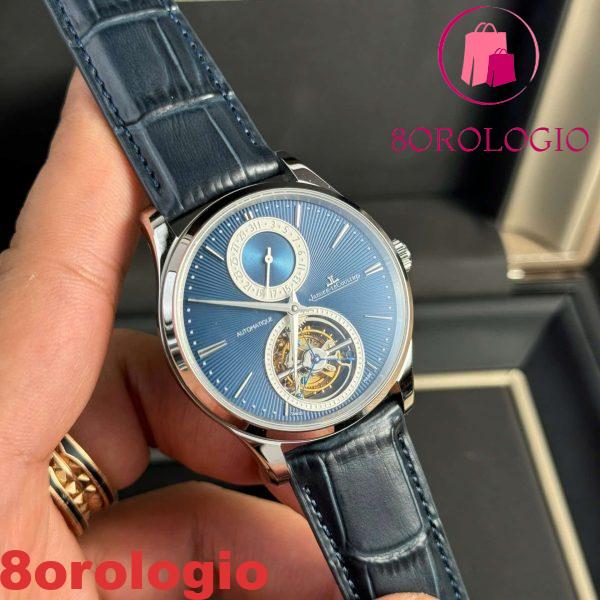 Jaeger-LeCoultre Master Ultra Thin Tourbillon Quadrante Blu Pelle Migliore Replica APSF 40mm Orologio - immagine 7