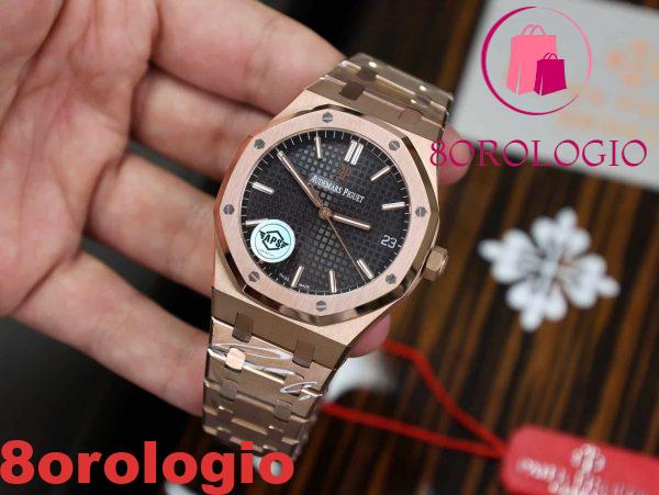 Audemars Piguet Royal Oak 15500OR Oro Rosa Quadrante Nero Replica Super Clone APSF 41mm Orologio - immagine 7