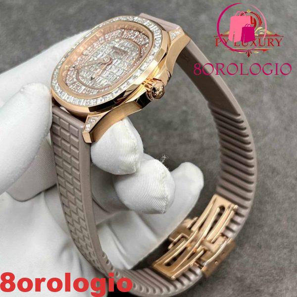 Patek Philippe Aquanaut 5062/450R-001 Replica in oro massiccio 18K con diamanti 38.8mm su misura Orologio - immagine 5