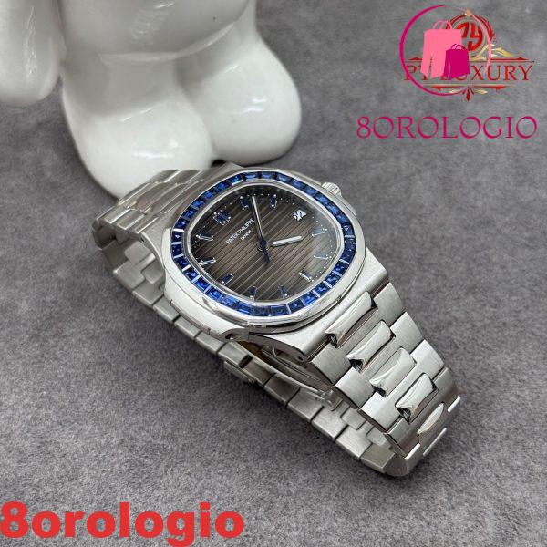 Replica Patek Philippe Nautilus 5711/111P-001 Zaffiro Blu Personalizzato 1:1 Platino Reale 40mm Orologio - immagine 5