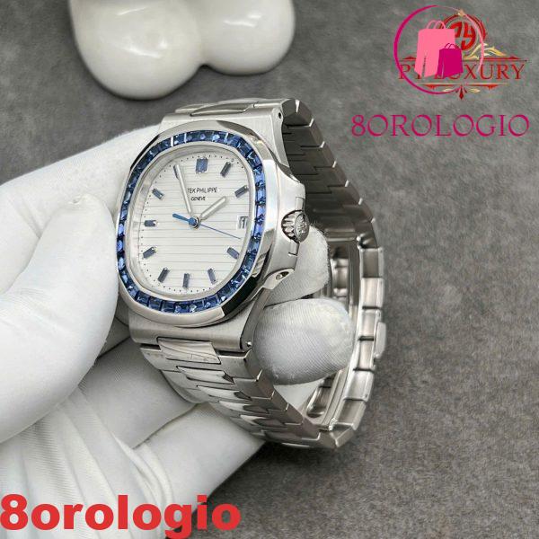 Patek Philippe Nautilus 5711/111P-010 Replica Platino 950 Zaffiri Blu 40mm Orologio - immagine 5