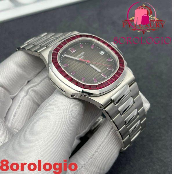 Patek Philippe Nautilus 5711/112P-001 Platino Replica Personalizzata 1:1 Rubino Naturale 40mm Orologio - immagine 5