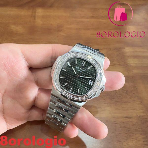Patek Philippe Nautilus 5711/1300A-001 Quadrante Verde Diamanti Baguette CVD Replica 40mm Orologio - immagine 5