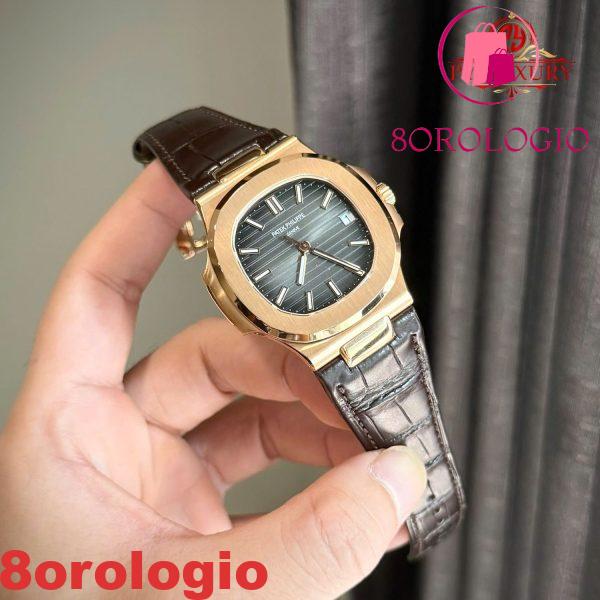 Patek Philippe Nautilus 5711R-001 Quadrante Grigio Cinturino in Pelle Placcato Oro 18K Replica 1:1 40mm Orologio - immagine 5
