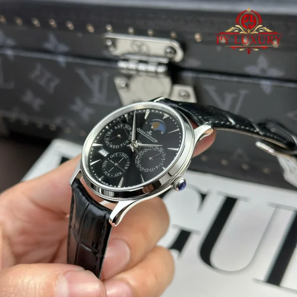 Jaeger LeCoultre Master Ultra Thin Calendario Perpetuo Quadrante Nero Cinturino in Pelle Miglior Replica VR Factory 39mm Orologio - immagine 5