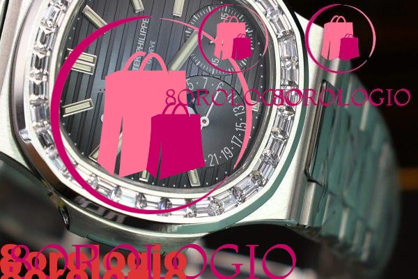 Patek Philippe Nautilus 5712 Quadrante Blu Bracciale con Ghiera di Pietre Baguette Funzioni Complete Miglior Replica PPF 40mm Orologio - immagine 6