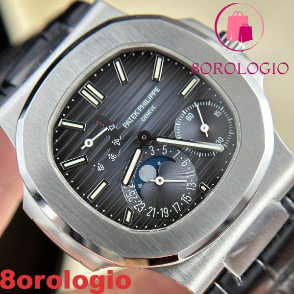 Patek Philippe Nautilus 5712 quadrante blu pelle replica di migliore qualità PPF V2 40mm Orologio - immagine 6