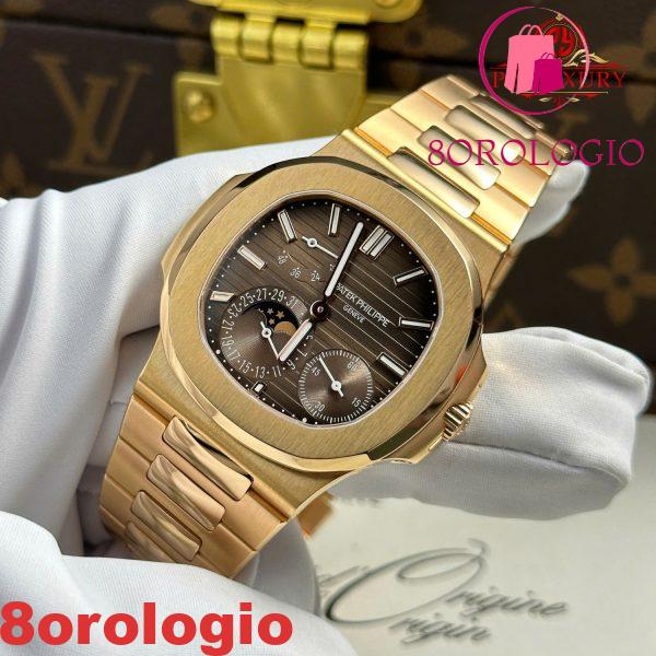 Patek Philippe Nautilus 5712/1R Quadrante Marrone Oro Rosa 18K Avvolto Modificato Opzioni Massime Replica Migliore 1:1 40mm Orologio - immagine 5