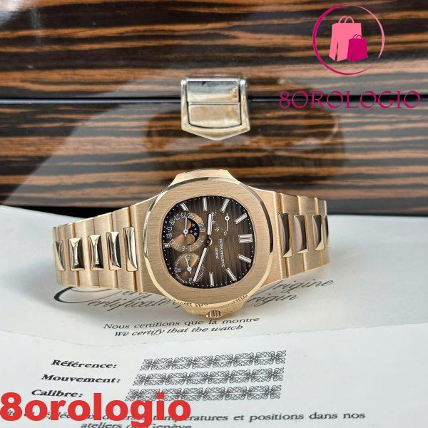 Patek Philippe Nautilus 5712/1R-001 Quadrante Marrone Oro Massiccio 18K replica CNC su Misura 40mm Orologio - immagine 5