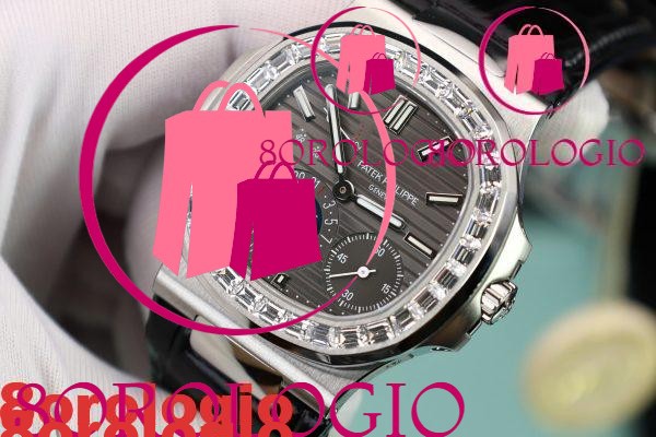 Patek Philippe Nautilus 5712G Quadrante Grigio Baguette Pietre Lunetta Funzioni Complete PPF Miglior Replica 40mm Orologio - immagine 5