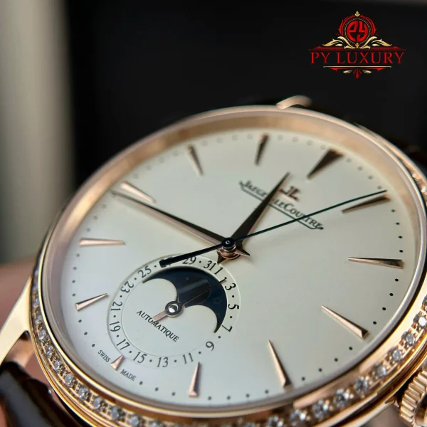 Jaeger-LeCoultre Master Ultra Thin Moon Q1362503 Oro Rosa Quadrante Bianco Lunetta con Diamanti Migliore Replica APSF 39mm Orologio - immagine 6