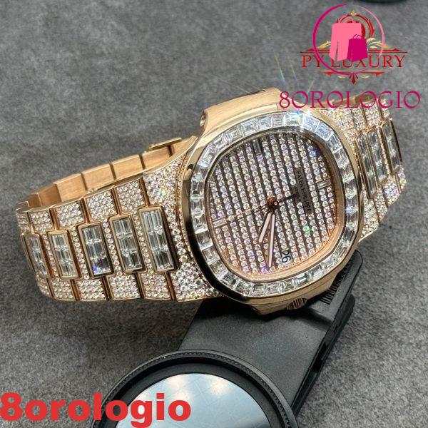 Replica Patek Philippe Nautilus 5719/10R-010 1:1 in Oro Rosa Massiccio 18K con Diamanti 40mm Orologio - immagine 5